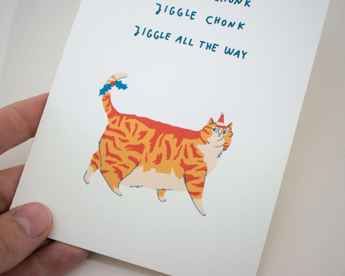Ginger Tabby Cat Christmas Card: Jingle Bells Handmade Xmas Card