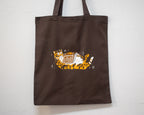Eat, sleep, read, repeat - Screen Printed brow Tote Bag (brown)