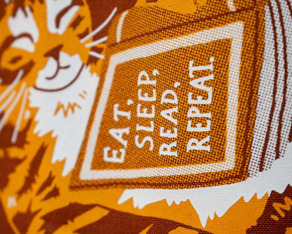Eat, sleep, read, repeat - Screen Printed Tote Bag (dark orange)