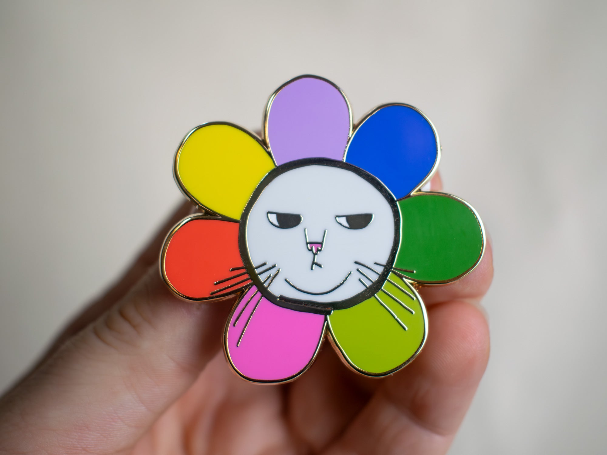 Grumpy Flower Cat - Hard Enamel Pin