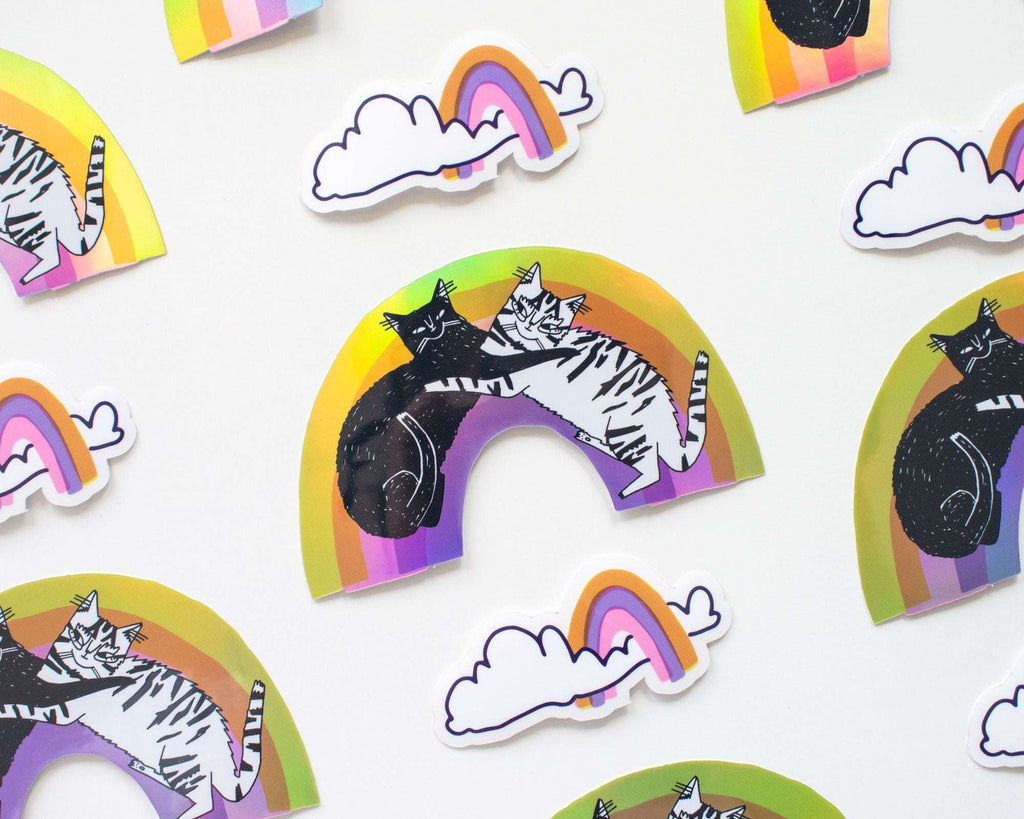 Diversity Rainbow Sticker | Cat Stickers, Holographic Sticker, Kawaii Sticker, Water Bottle Sticker, Laptop Sticker, Iridiscent Rainbow