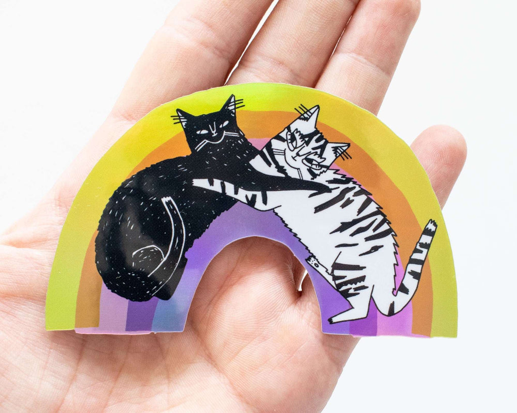 Diversity Rainbow Sticker | Cat Stickers, Holographic Sticker, Kawaii Sticker, Water Bottle Sticker, Laptop Sticker, Iridiscent Rainbow