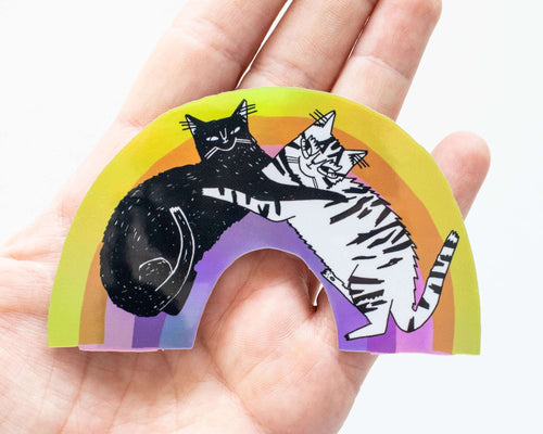 Diversity Rainbow Sticker | Cat Stickers, Holographic Sticker, Kawaii Sticker, Water Bottle Sticker, Laptop Sticker, Iridiscent Rainbow