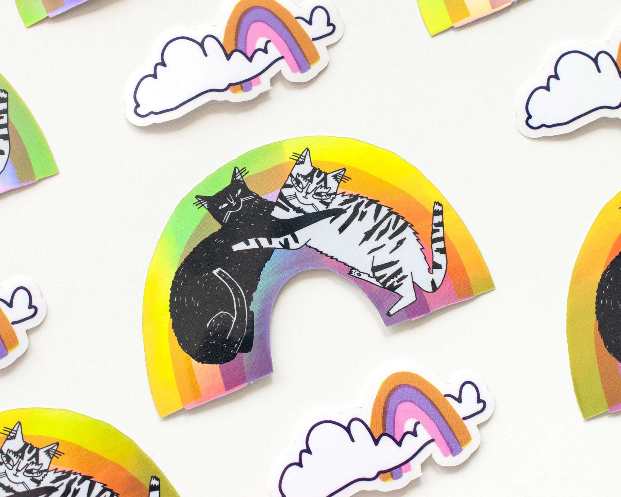 Diversity Rainbow Sticker | Cat Stickers, Holographic Sticker, Kawaii Sticker, Water Bottle Sticker, Laptop Sticker, Iridiscent Rainbow