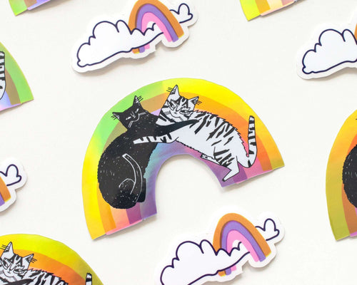 Diversity Rainbow Sticker | Cat Stickers, Holographic Sticker, Kawaii Sticker, Water Bottle Sticker, Laptop Sticker, Iridiscent Rainbow