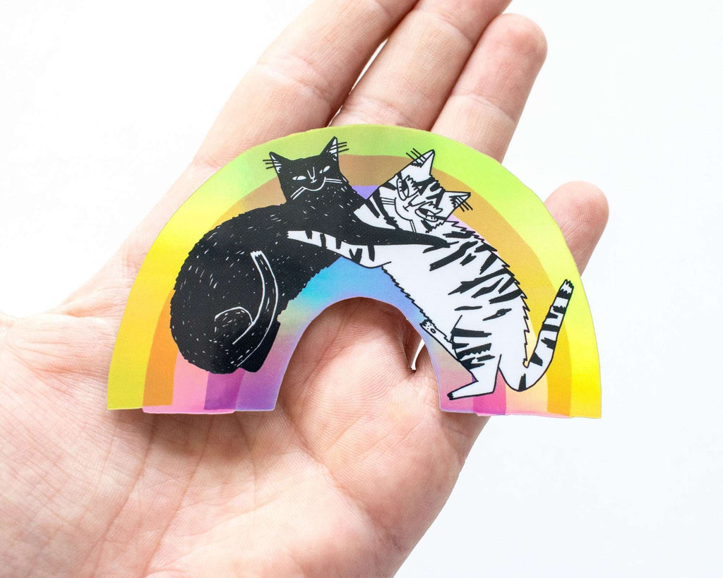 Diversity Rainbow Sticker | Cat Stickers, Holographic Sticker, Kawaii Sticker, Water Bottle Sticker, Laptop Sticker, Iridiscent Rainbow