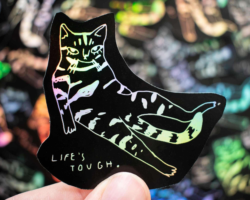 Holographic Cat Sticker| Holographic Stickers, Cat Stickers, Vinyl Cat Stickers, Kawaii Sticker, Water Bottle Sticker, Laptop Stickers