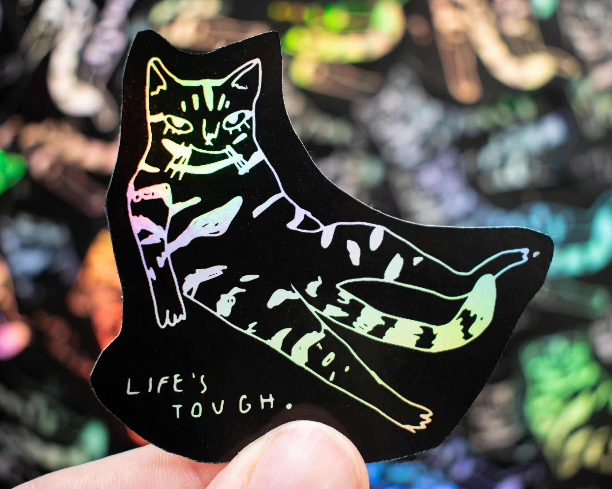 Holographic Cat Sticker| Holographic Stickers, Cat Stickers, Vinyl Cat Stickers, Kawaii Sticker, Water Bottle Sticker, Laptop Stickers