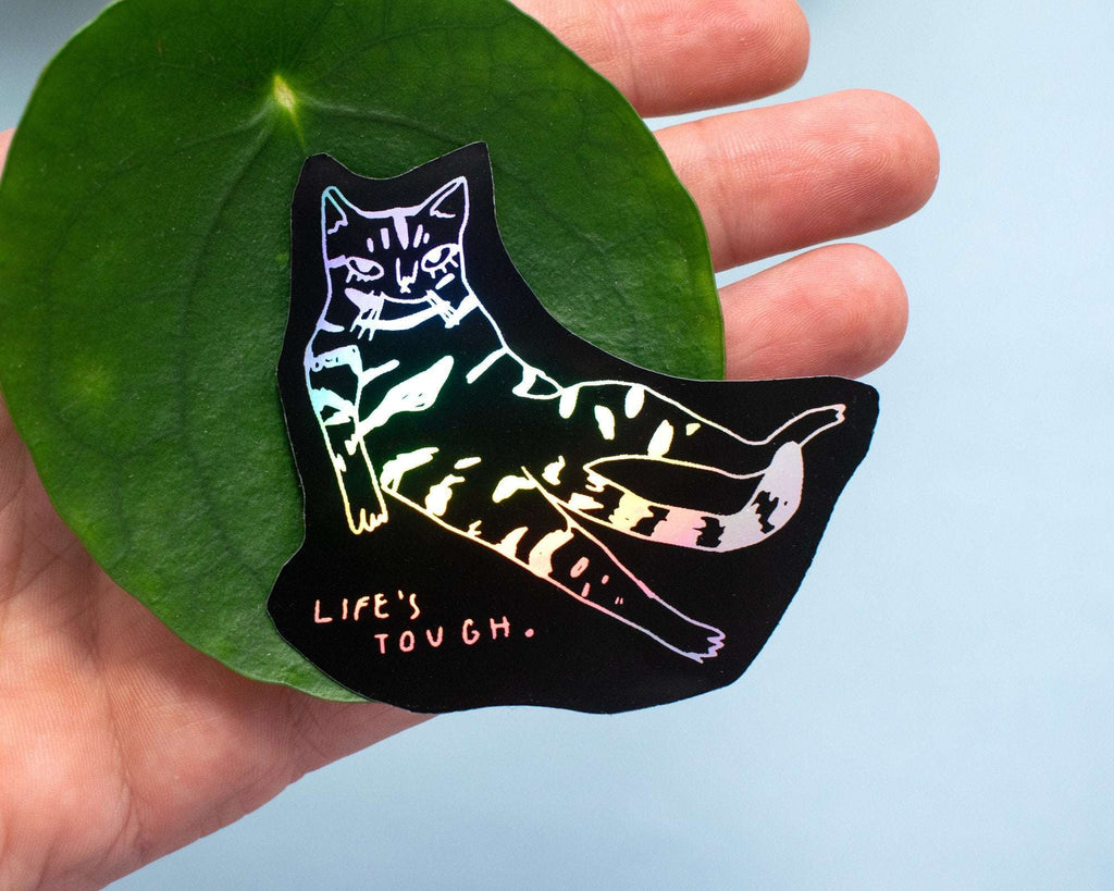 Holographic Cat Sticker| Holographic Stickers, Cat Stickers, Vinyl Cat Stickers, Kawaii Sticker, Water Bottle Sticker, Laptop Stickers