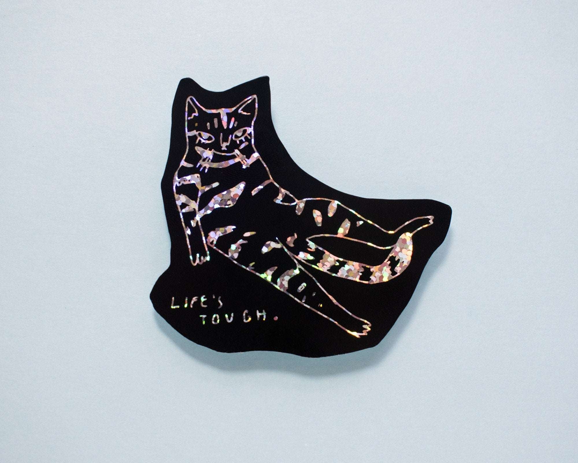 Holographic Cat Sticker| Holographic Stickers, Cat Stickers, Vinyl Cat Stickers, Kawaii Sticker, Water Bottle Sticker, Laptop Stickers