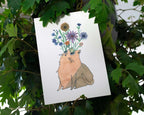 Blooming Cat Eyes | Watercolor Art Print, Cat Painting, Exotic Plant Art, Animal Illustration, Flower bouquet, Aquarelle Painting, Whimsical