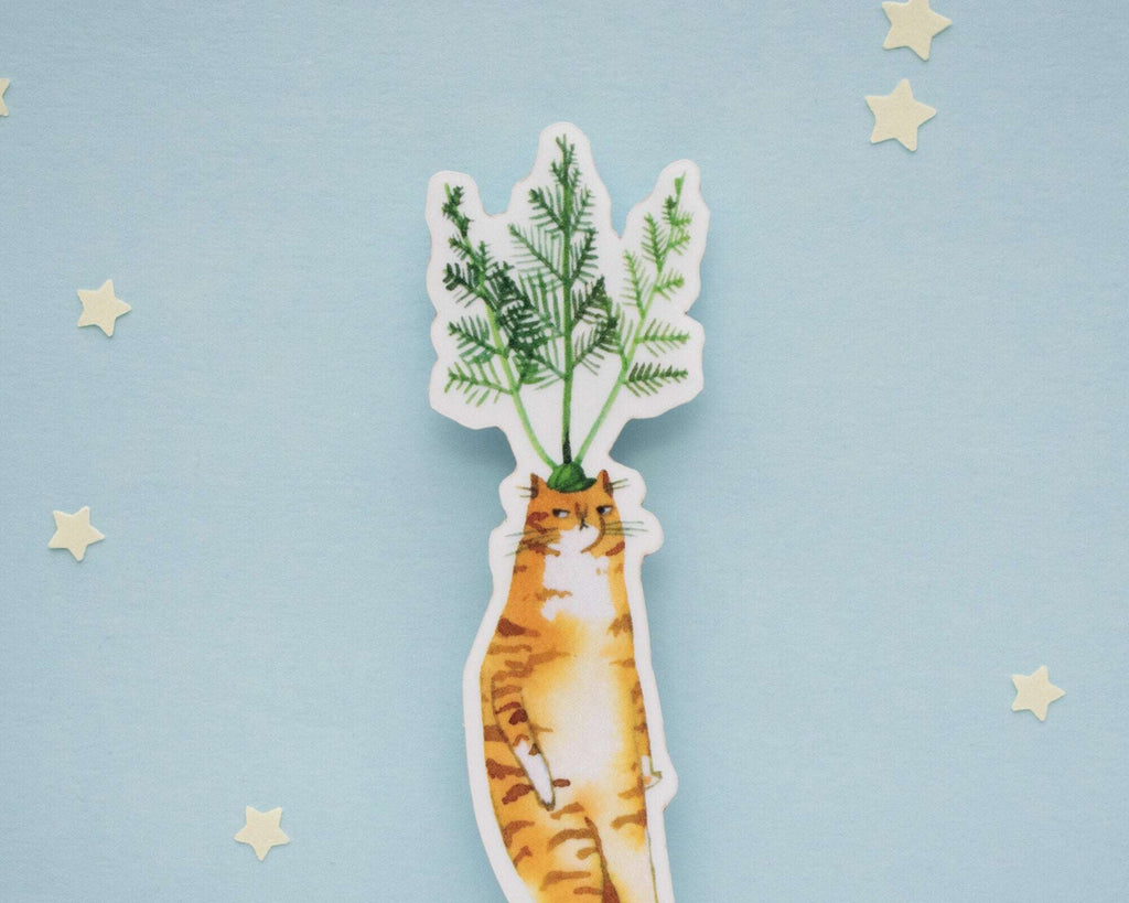 Carrot Cat Sticker | Transparent Sticker, Cat Stickers, Kawaii Sticker, Water Bottle Sticker, Laptop Sticker, Food Art, Veggie Illustration