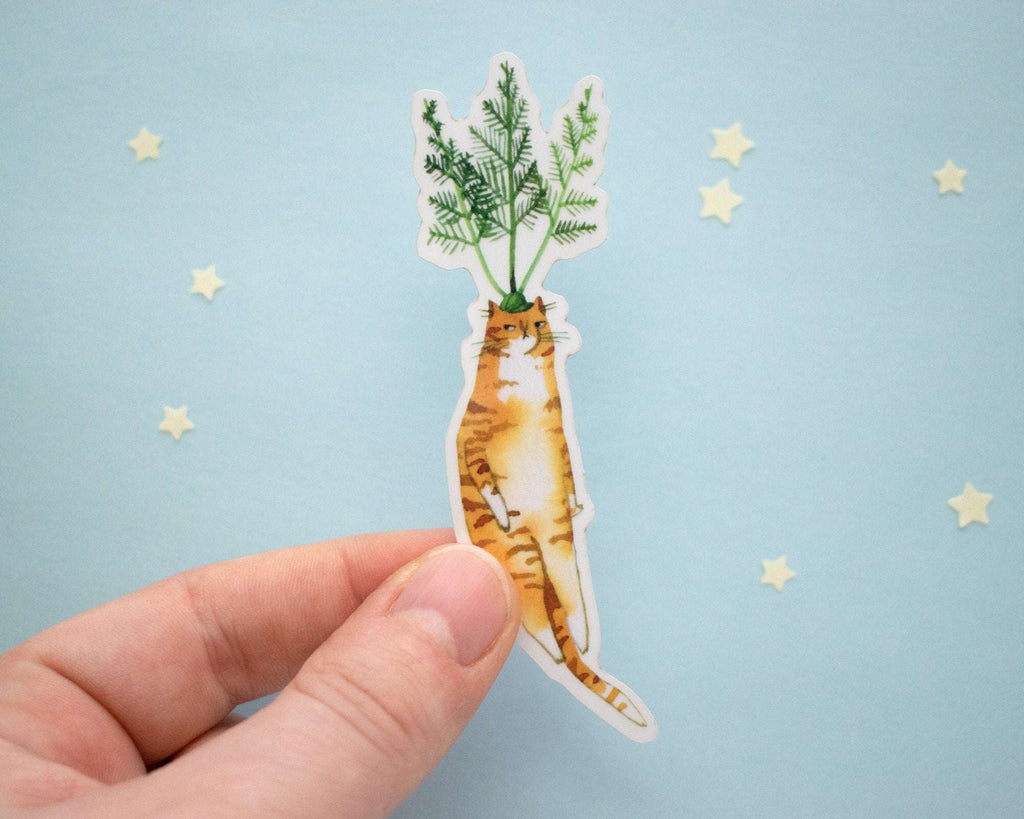 Carrot Cat Sticker | Transparent Sticker, Cat Stickers, Kawaii Sticker, Water Bottle Sticker, Laptop Sticker, Food Art, Veggie Illustration