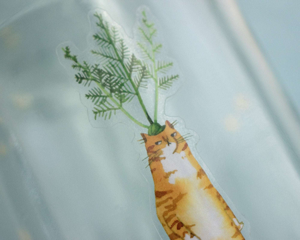 Carrot Cat Sticker | Transparent Sticker, Cat Stickers, Kawaii Sticker, Water Bottle Sticker, Laptop Sticker, Food Art, Veggie Illustration