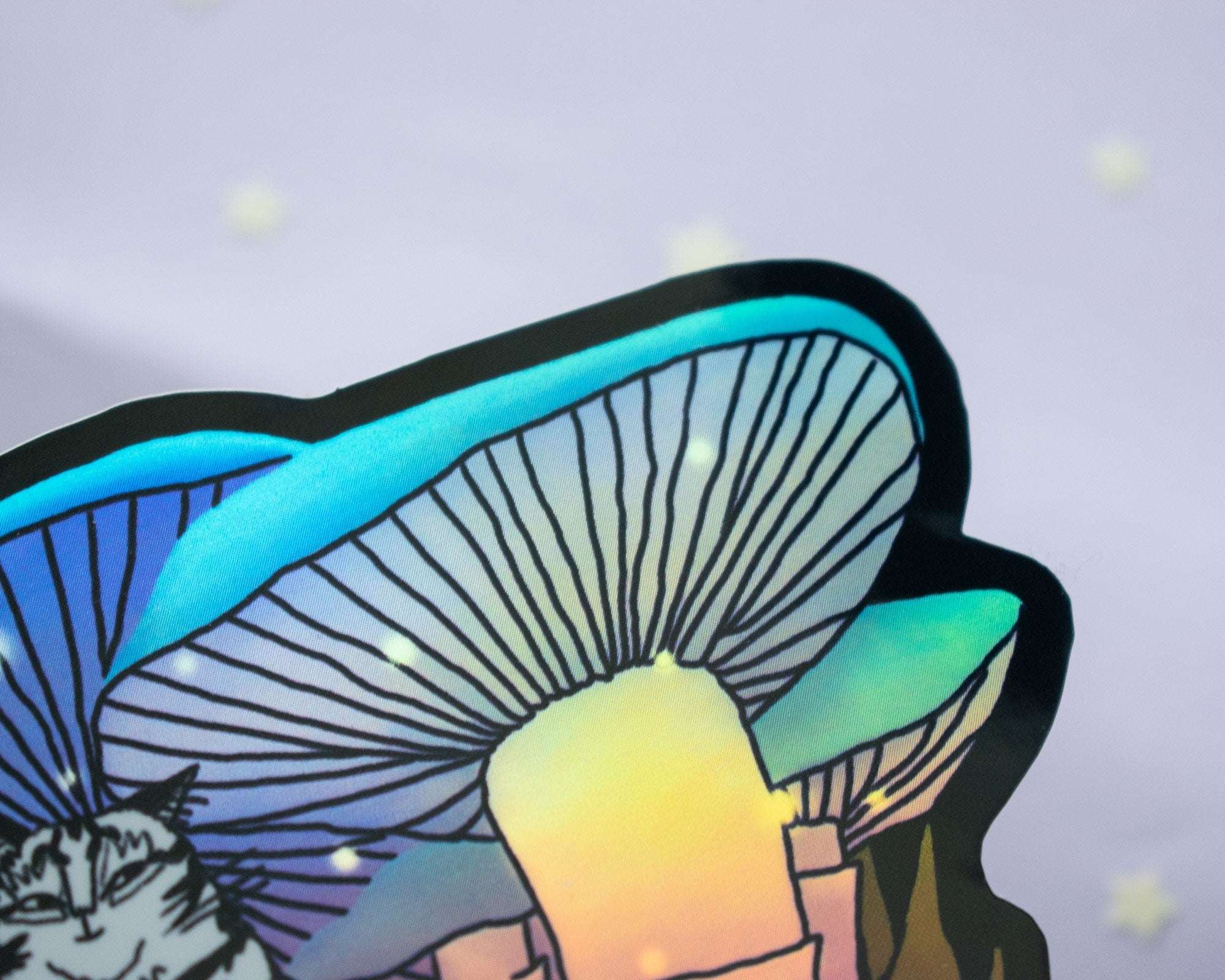 Mushroom Forest | Holographic Vinyl Stickers, Cat Stickers, Vinyl Cat Stickers, Kawaii Sticker, Water Bottle Sticker, Laptop Stickers