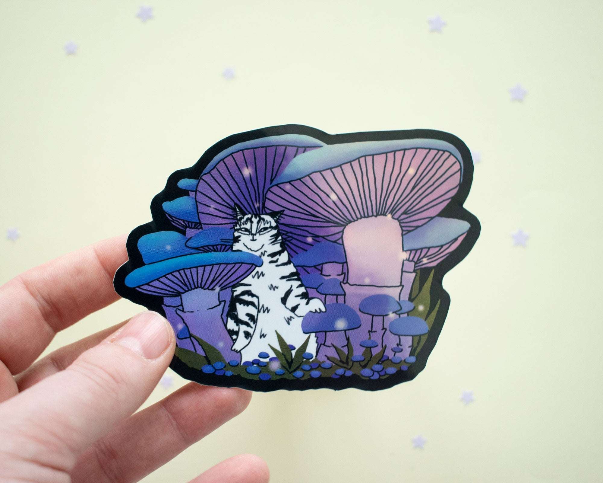 Mushroom Forest | Holographic Vinyl Stickers, Cat Stickers, Vinyl Cat Stickers, Kawaii Sticker, Water Bottle Sticker, Laptop Stickers
