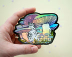 Mushroom Forest | Holographic Vinyl Stickers, Cat Stickers, Vinyl Cat Stickers, Kawaii Sticker, Water Bottle Sticker, Laptop Stickers