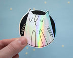 Holographic Cat Sticker| Fuck You Cat, Cat Stickers, Vaporwave Stickers, Kawaii Sticker, Water Bottle Sticker, Laptop Sticker