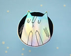 Holographic Cat Sticker| Fuck You Cat, Cat Stickers, Vaporwave Stickers, Kawaii Sticker, Water Bottle Sticker, Laptop Sticker