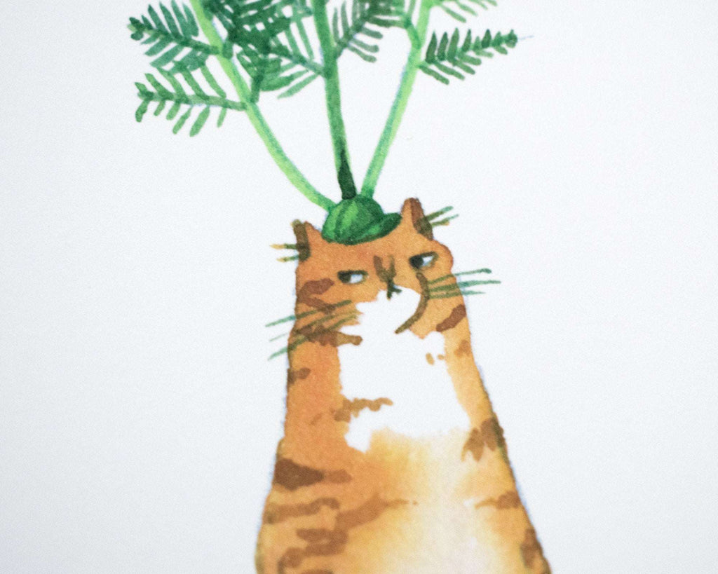 Carrot Cat Art Print: Whimsical Veggie Illustration