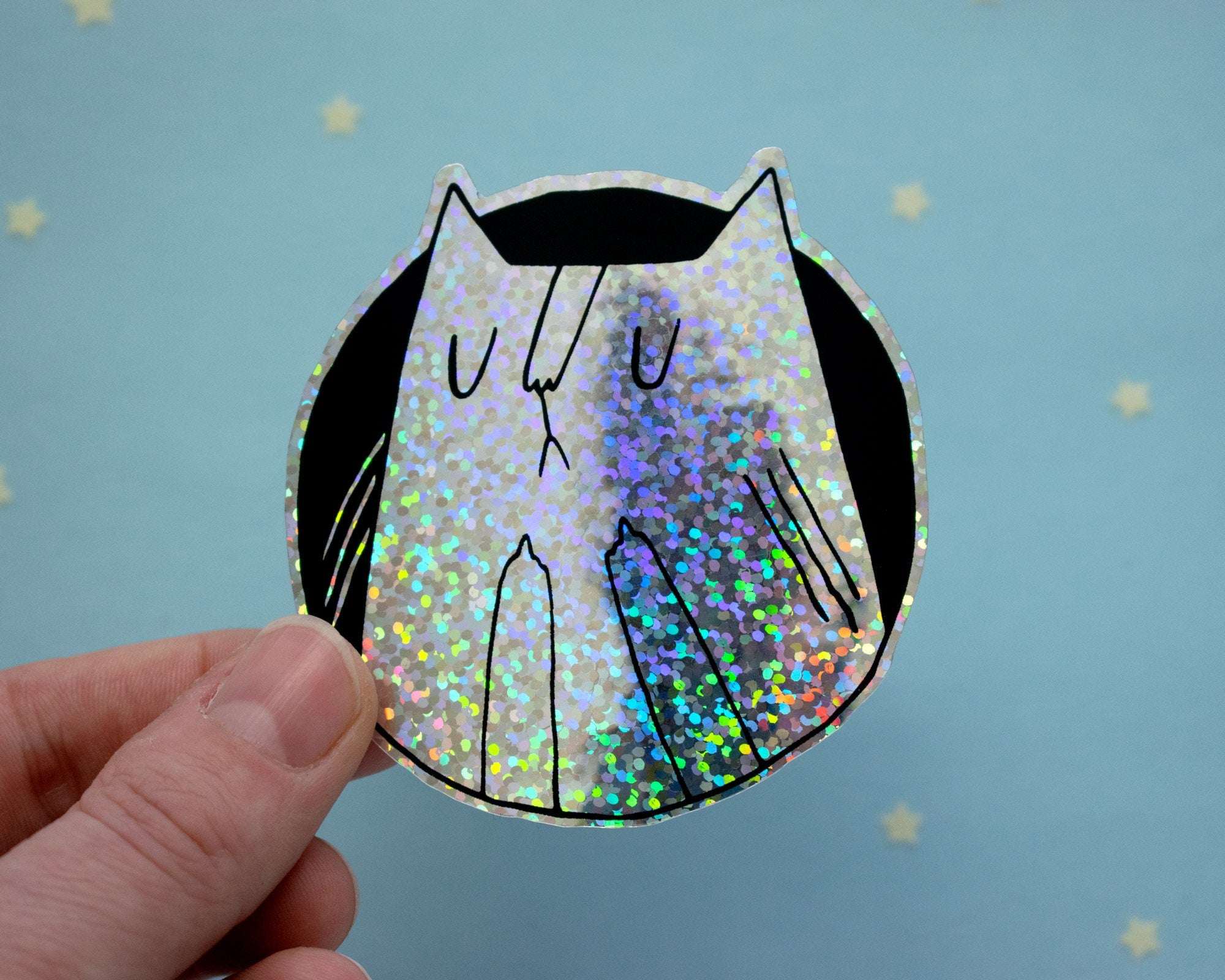 Holographic Cat Sticker| Fuck You Cat, Cat Stickers, Vaporwave Stickers, Kawaii Sticker, Water Bottle Sticker, Laptop Sticker