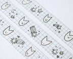 Cute Cat Washi Tape | 15mm x 10m Kawaii stationery with black and white illustration and pastel blue checkered bg for planners, scrapbooks