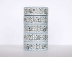 Cute Cat Washi Tape | 15mm x 10m Kawaii stationery with black and white illustration and pastel blue checkered bg for planners, scrapbooks