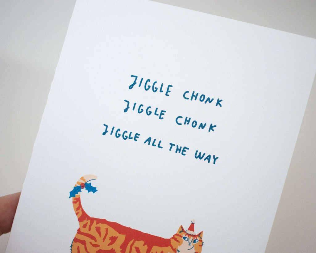 Ginger Tabby Cat Christmas Card: Jingle Bells Handmade Xmas Card