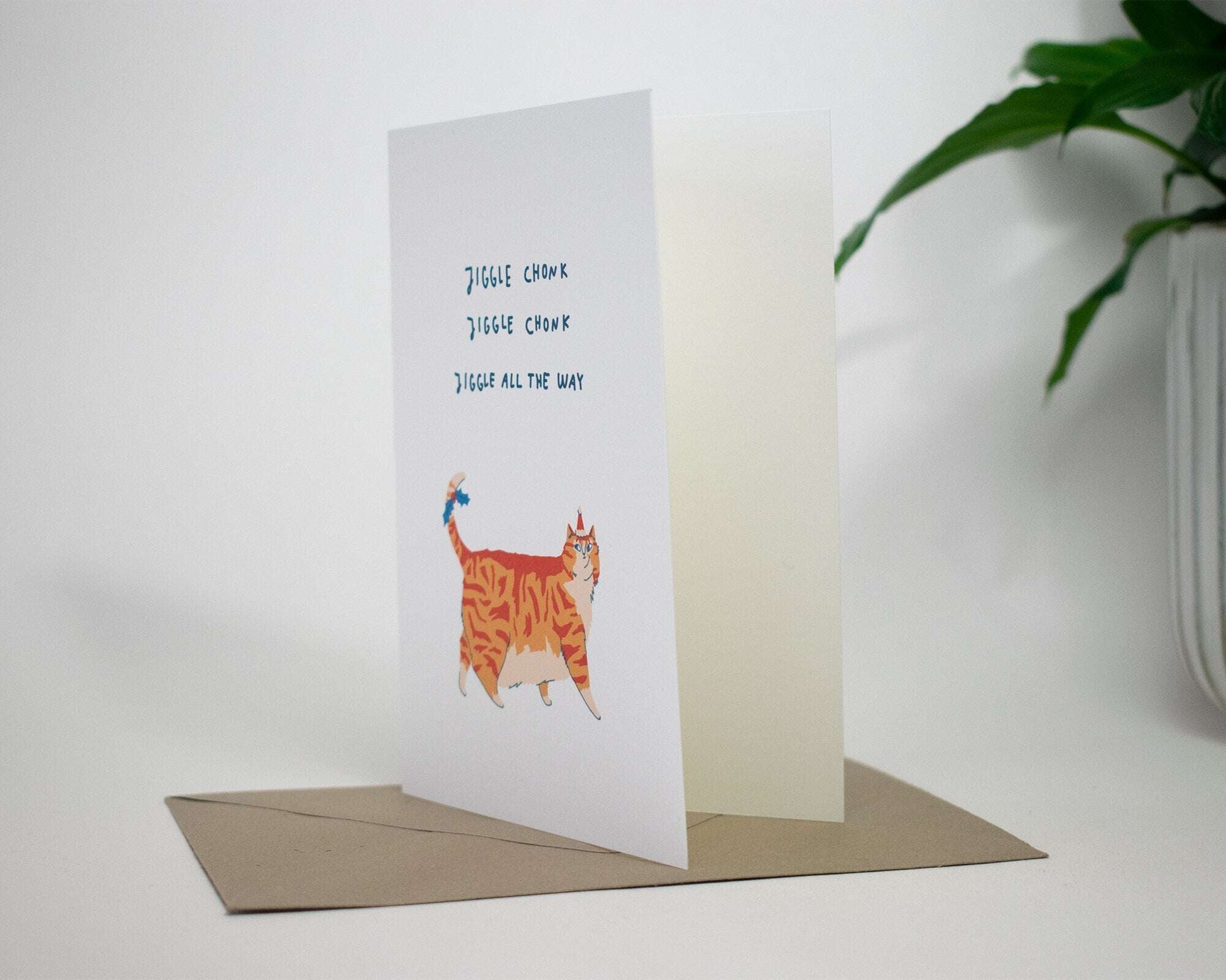 Ginger Tabby Cat Christmas Card: Jingle Bells Handmade Xmas Card