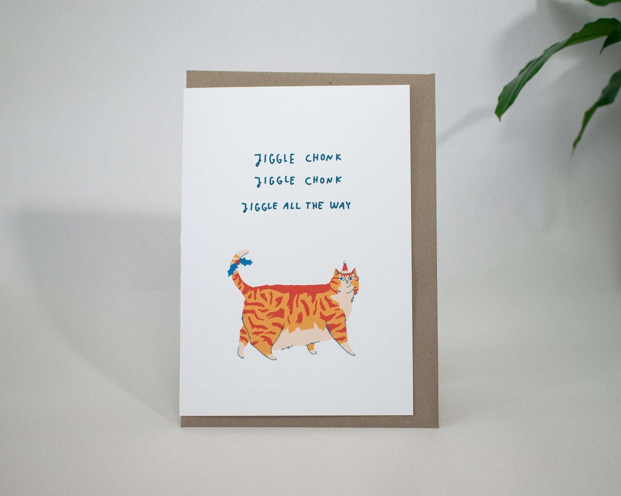 Ginger Tabby Cat Christmas Card: Jingle Bells Handmade Xmas Card
