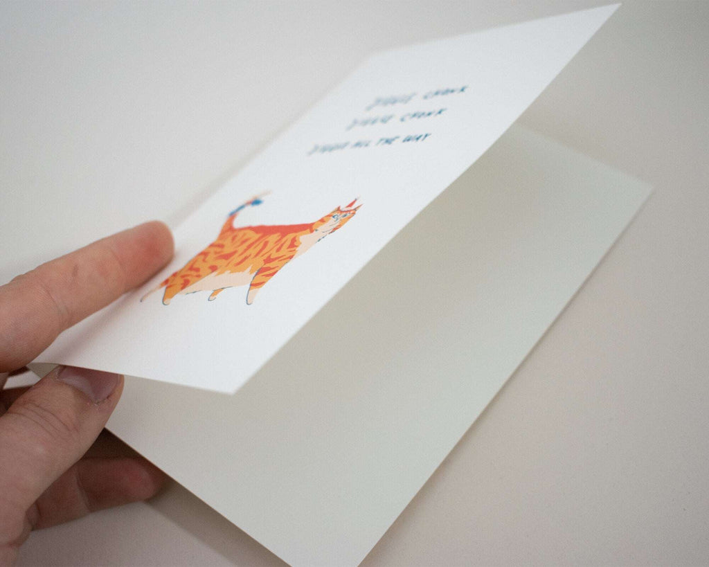 Ginger Tabby Cat Christmas Card: Jingle Bells Handmade Xmas Card