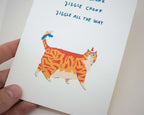 Ginger Tabby Cat Christmas Card: Jingle Bells Handmade Xmas Card