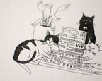 Sound | Art Print, Cat drawing, Animal Illustration, Whimsical wall decor, black & white sketch, line drawing, DJ controller, Music studio