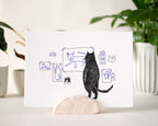Cat Artist | Giclée art print, Cat Painting, Animal Illustration, Whimsical wall decor, black and white sketch, line drawing, black cat