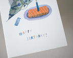 Happy Birthday Cat Card | Greeting Card of original watercolor painting for Birthday, kids and childrens 1st Birthday