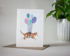Balloon Cat Greeting Card: Watercolor Birthday, Baby Shower