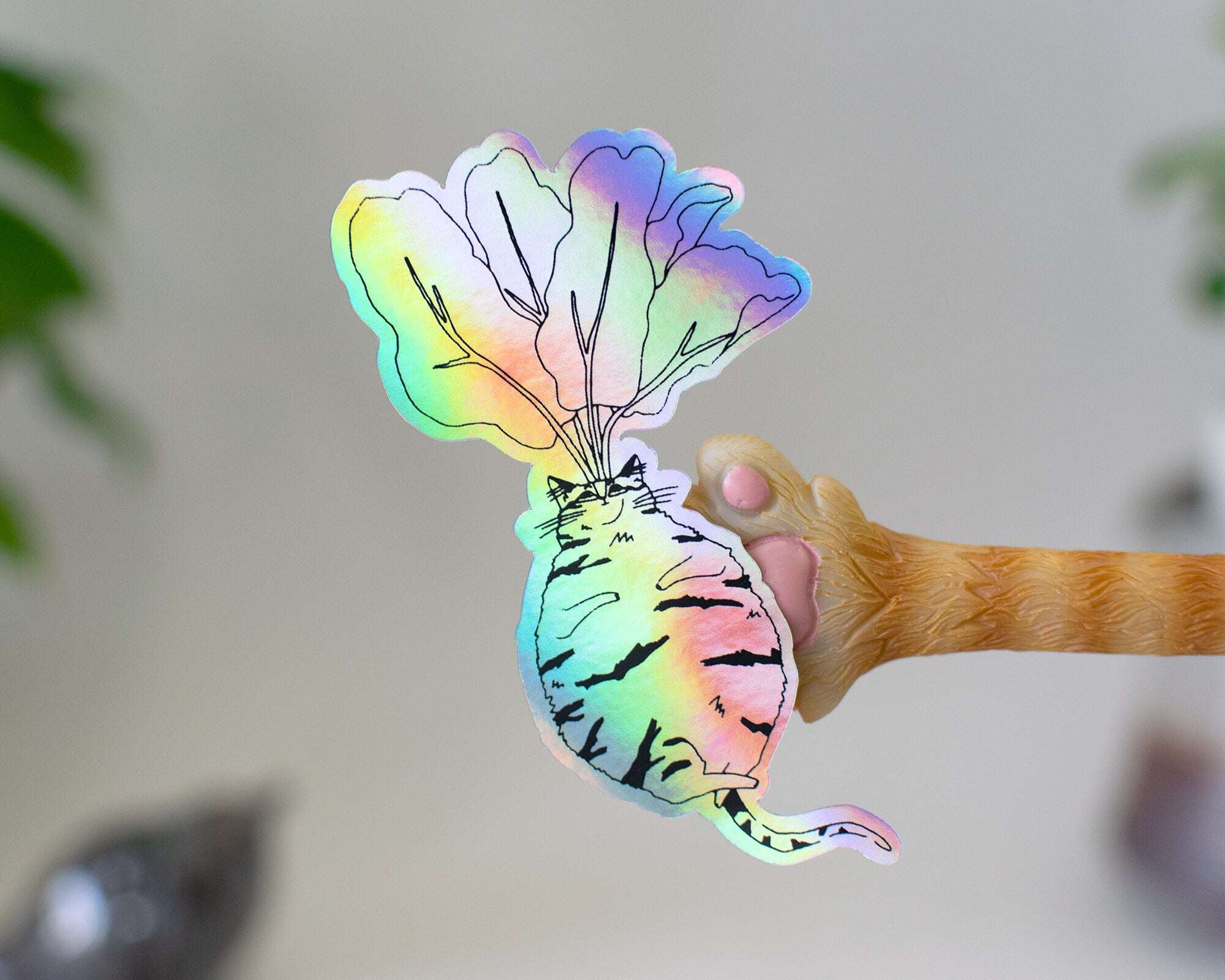 Beetroot Cat Sticker | Holographic Stickers, Cat Stickers, Vaporwave Stickers, Kawaii Sticker, Water Bottle Sticker, Laptop Sticker,