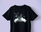 Illustrated Cats on Synthesizer T-Shirt: Hand Screen Printed Organic Cotton