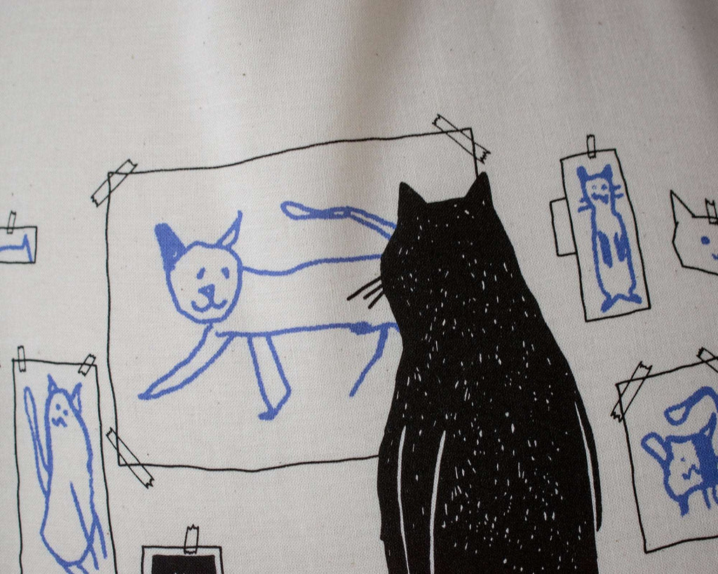 Gallery Cat | Cat Tote Bag, Organic Cotton Bag, Tote Bag, Reusable Tote Bag, Animal Tote, Fabric Tote Bag, Screen Print, Cat Illustration