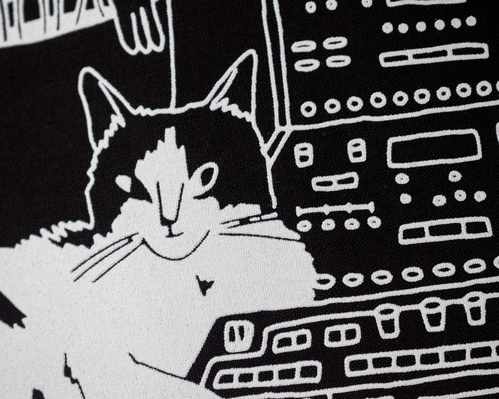Cats on synths | Cat Tote Bag, Organic Cotton Bag, Tote Bag, Reusable Tote Bag, Animal Tote, Fabric Tote Bag, Screen Print, Cat Illustration