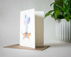 Balloon Cat Greeting Card: Watercolor Birthday, Baby Shower