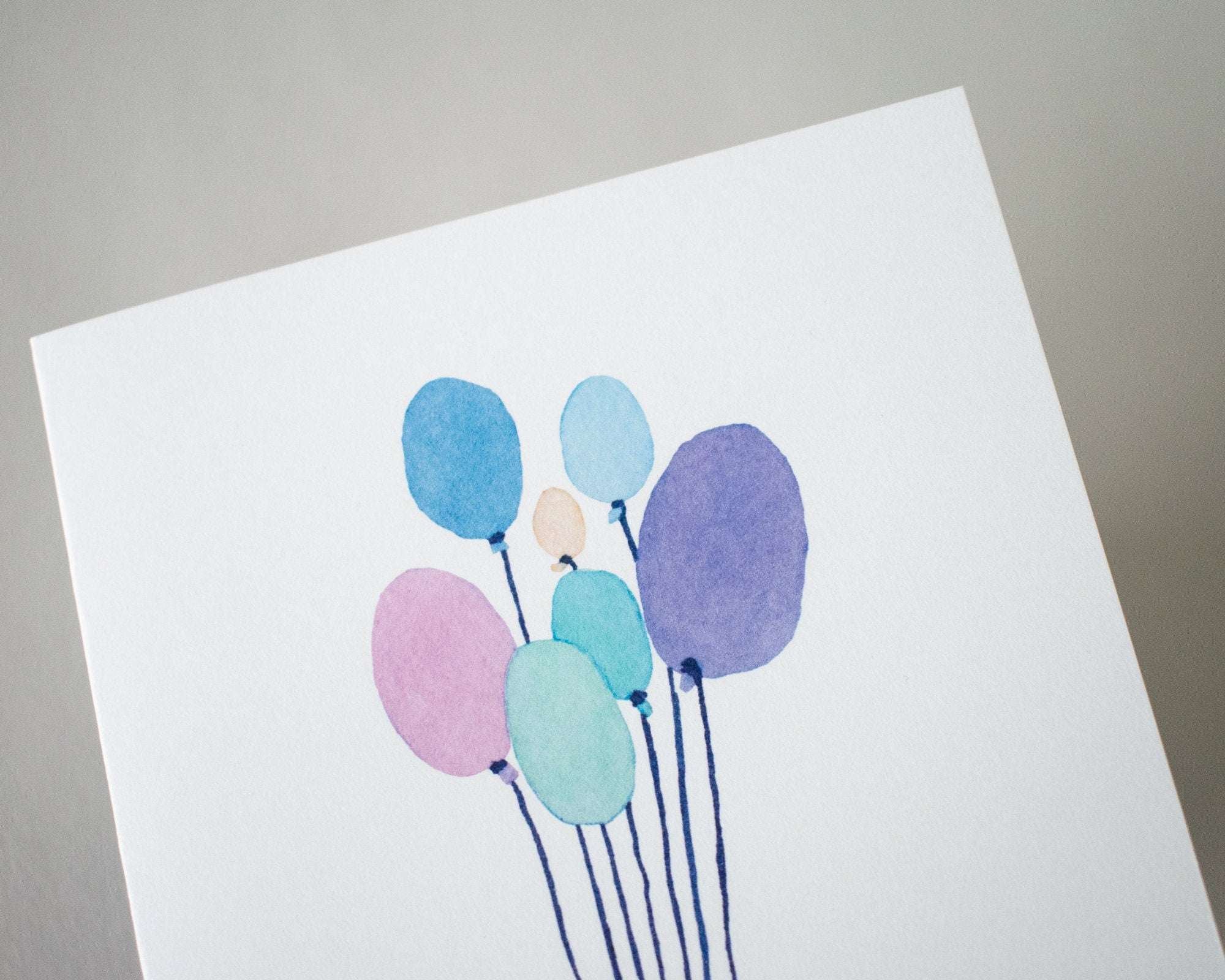 Balloon Cat Greeting Card: Watercolor Birthday, Baby Shower