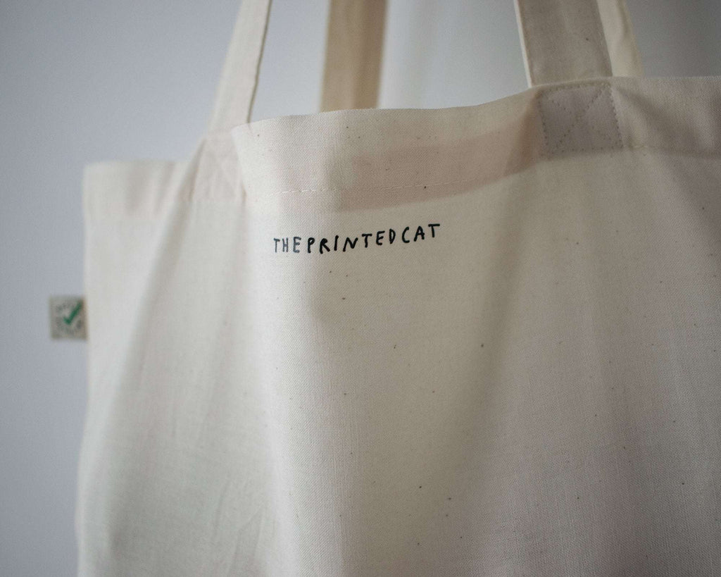 Orange Cat Organic Cotton Tote Bag: Hand Screen Printed