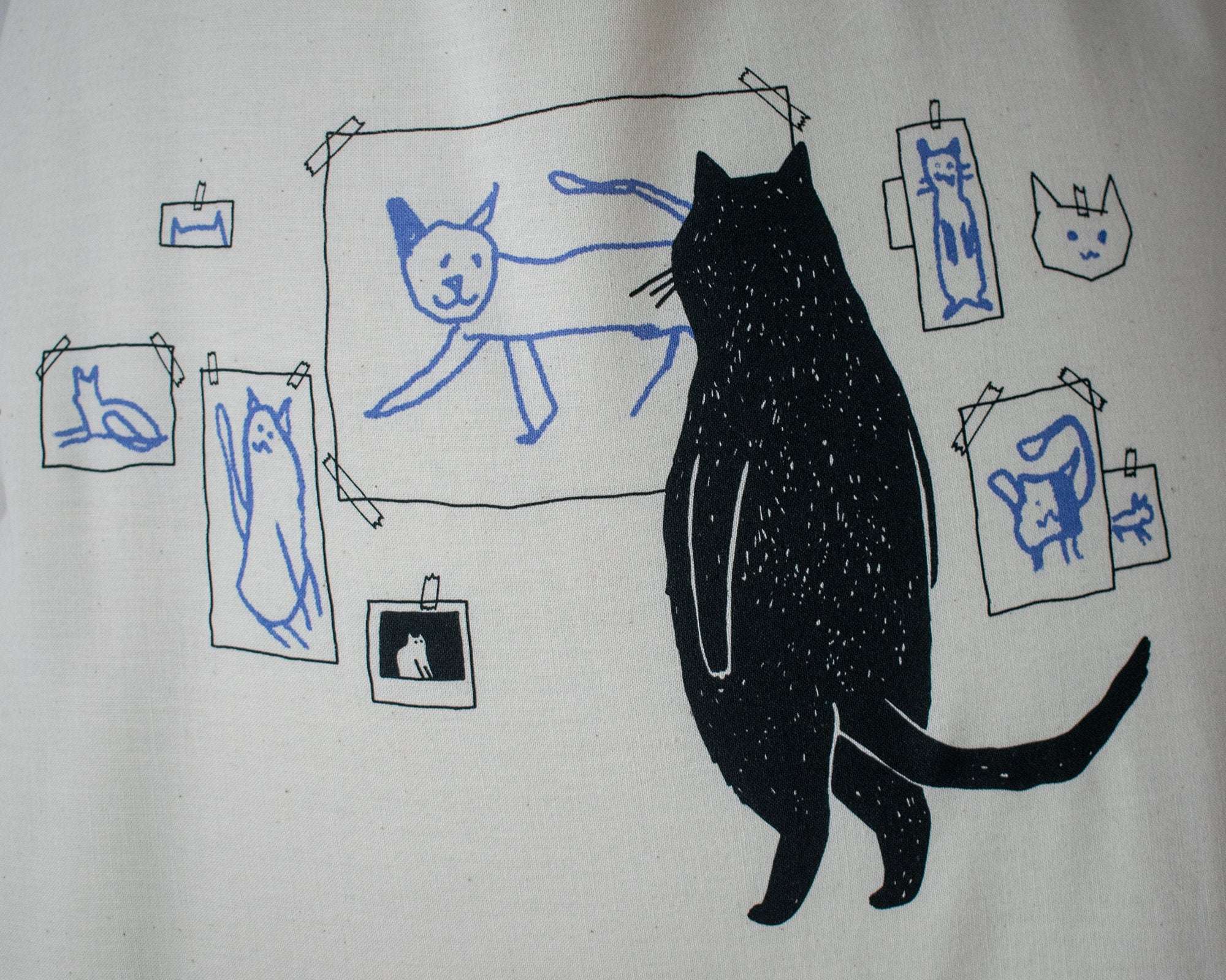 Gallery Cat | Cat Tote Bag, Organic Cotton Bag, Tote Bag, Reusable Tote Bag, Animal Tote, Fabric Tote Bag, Screen Print, Cat Illustration