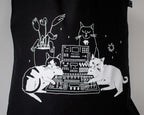 Cats on synths | Cat Tote Bag, Organic Cotton Bag, Tote Bag, Reusable Tote Bag, Animal Tote, Fabric Tote Bag, Screen Print, Cat Illustration