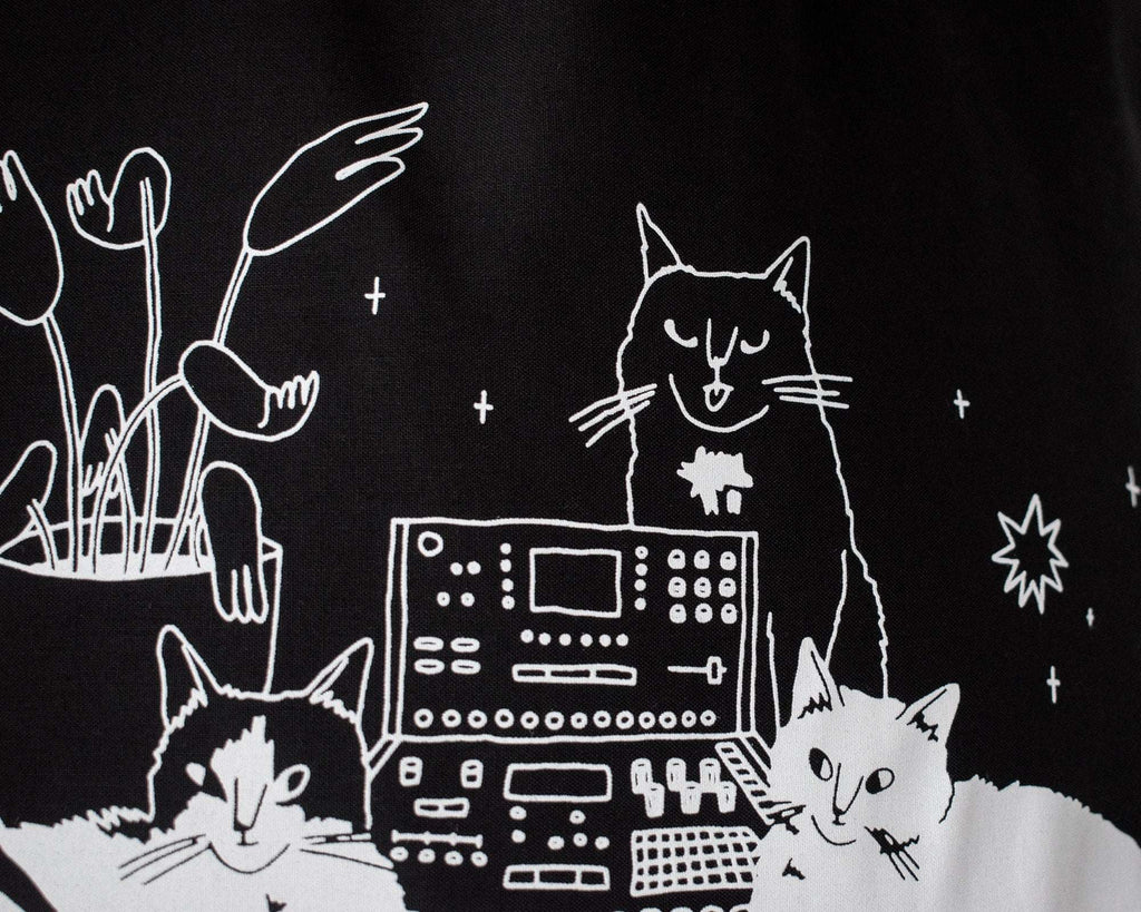 Cats on synths | Cat Tote Bag, Organic Cotton Bag, Tote Bag, Reusable Tote Bag, Animal Tote, Fabric Tote Bag, Screen Print, Cat Illustration