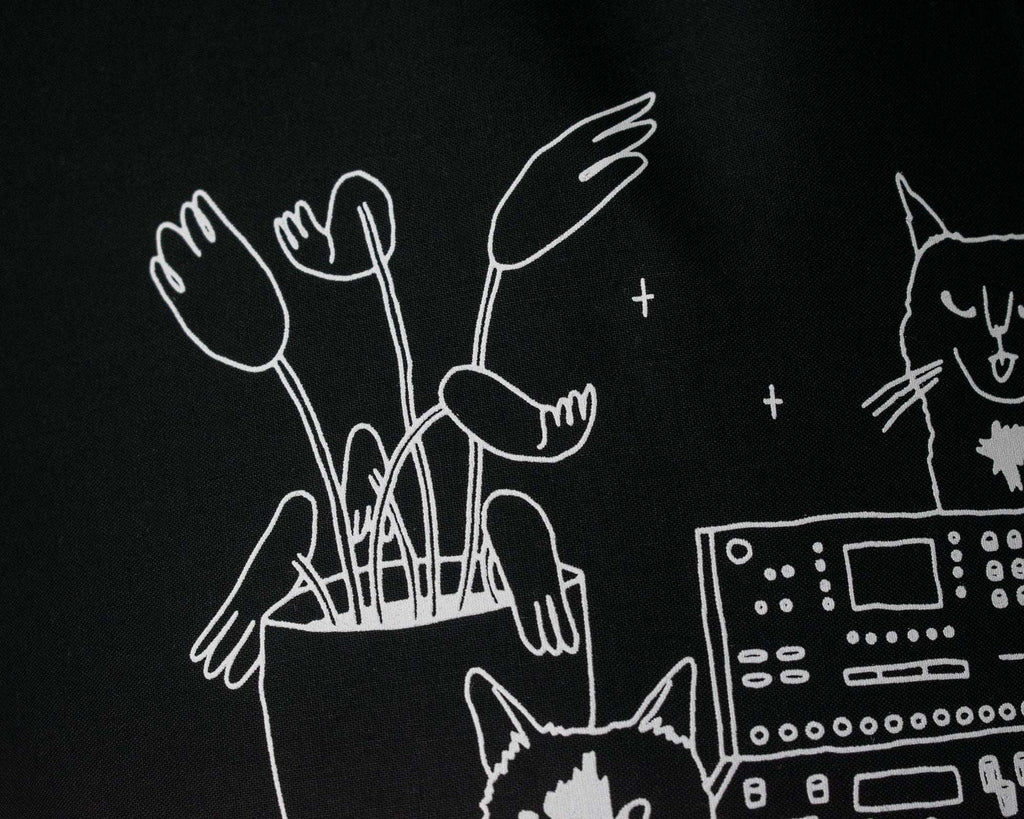Cats on synths | Cat Tote Bag, Organic Cotton Bag, Tote Bag, Reusable Tote Bag, Animal Tote, Fabric Tote Bag, Screen Print, Cat Illustration