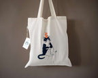 Orange Cat Organic Cotton Tote Bag: Hand Screen Printed