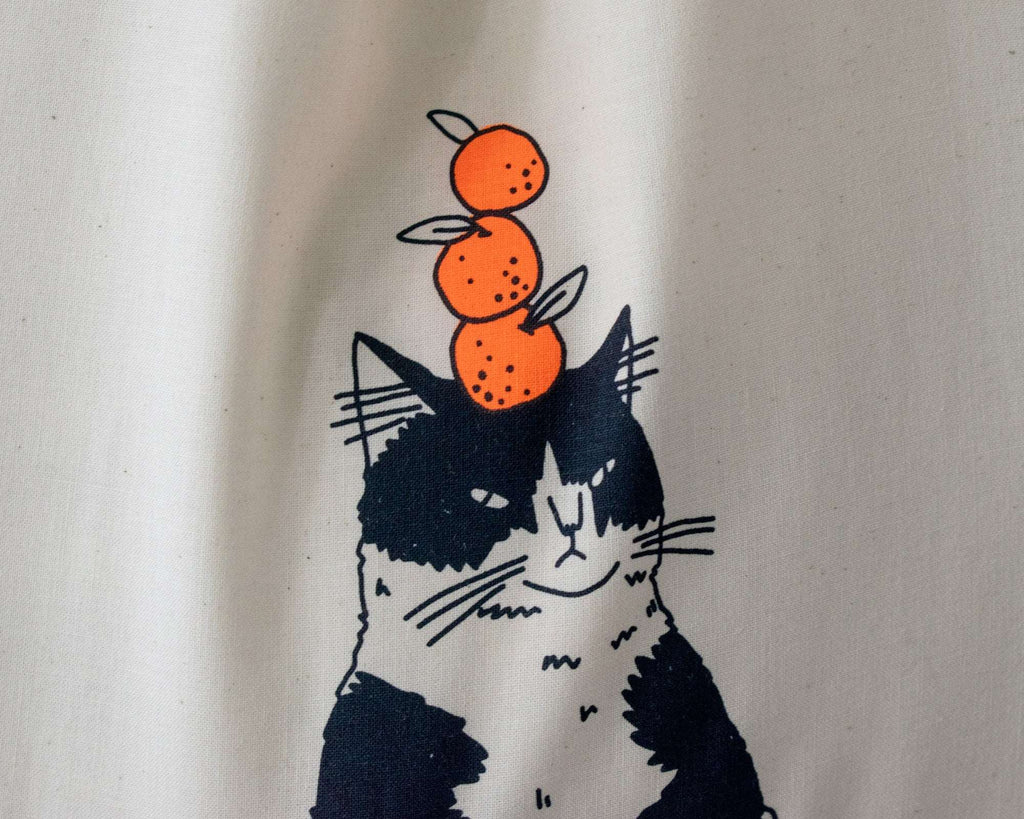 Orange Cat Organic Cotton Tote Bag: Hand Screen Printed