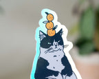 Mandarine Orange Cat | Holographic Vinyl Stickers, Cat Stickers, Vinyl Cat Stickers, Kawaii Sticker, Water Bottle Sticker, Laptop Stickers